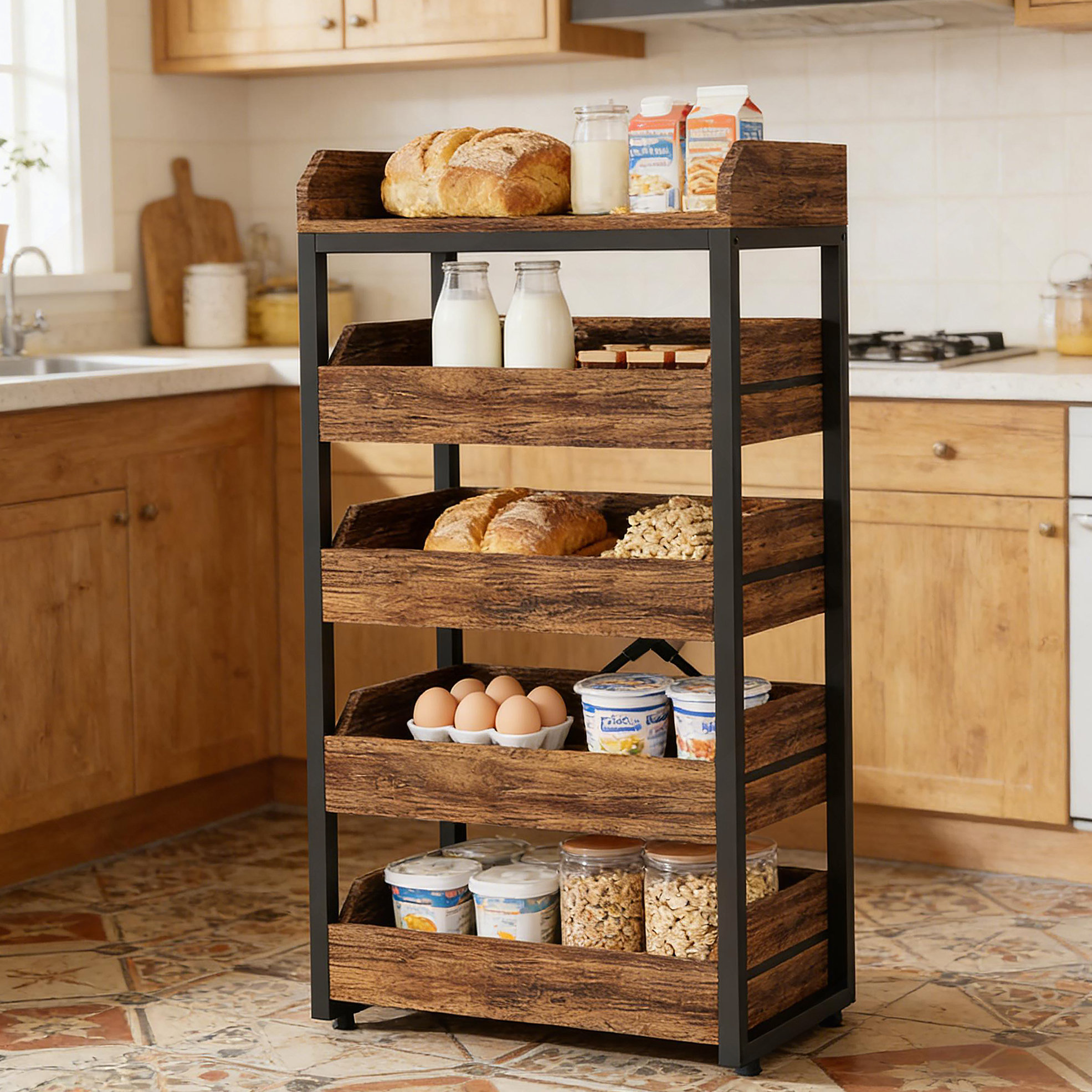 Trent Austin Design® Versatile Wooden Food Storage Rack With Five Pull ...
