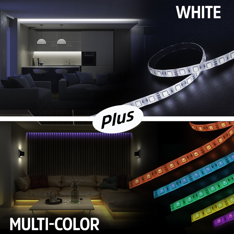 Bande lumineuse à DEL blanche unique de 16,4 pi Wi-Fi multicolore avec application