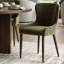 Ensemble de salle à manger rond 7 pièces avec table en placage de bois et chaises à oreilles en chenille-2124453905