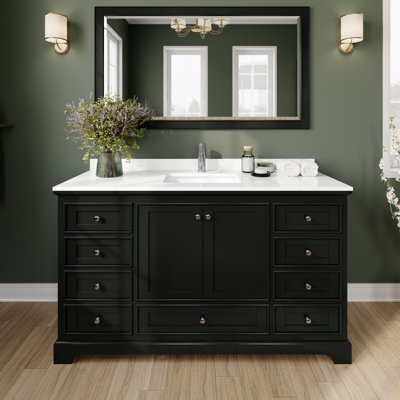 Ensemble de meuble-lavabo simple 60 po avec comptoir en quartz Deborah