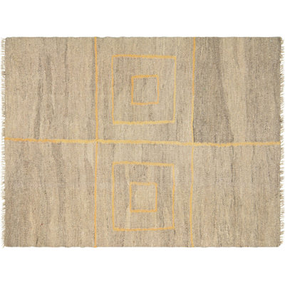 Square One-of-a-Kind Hand-Knotted 1960s 2'4" x 3'2" Wool Area Rug in Brown/Yellow
