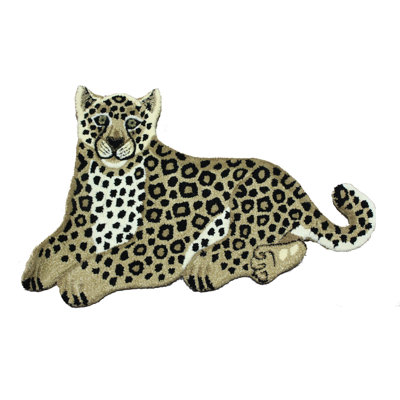 Tapis brun / noir en laine touffeté à imprimé animal Supranowitz