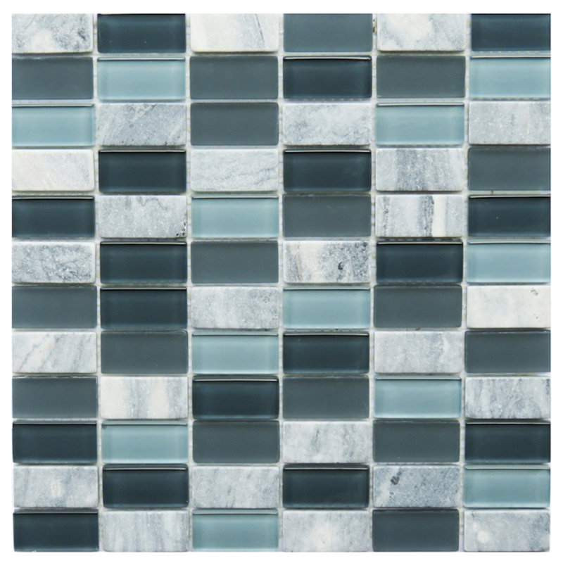 Catania 1" x 2" Marble/Glass Mosaic Wall & Floor Tile, Blue