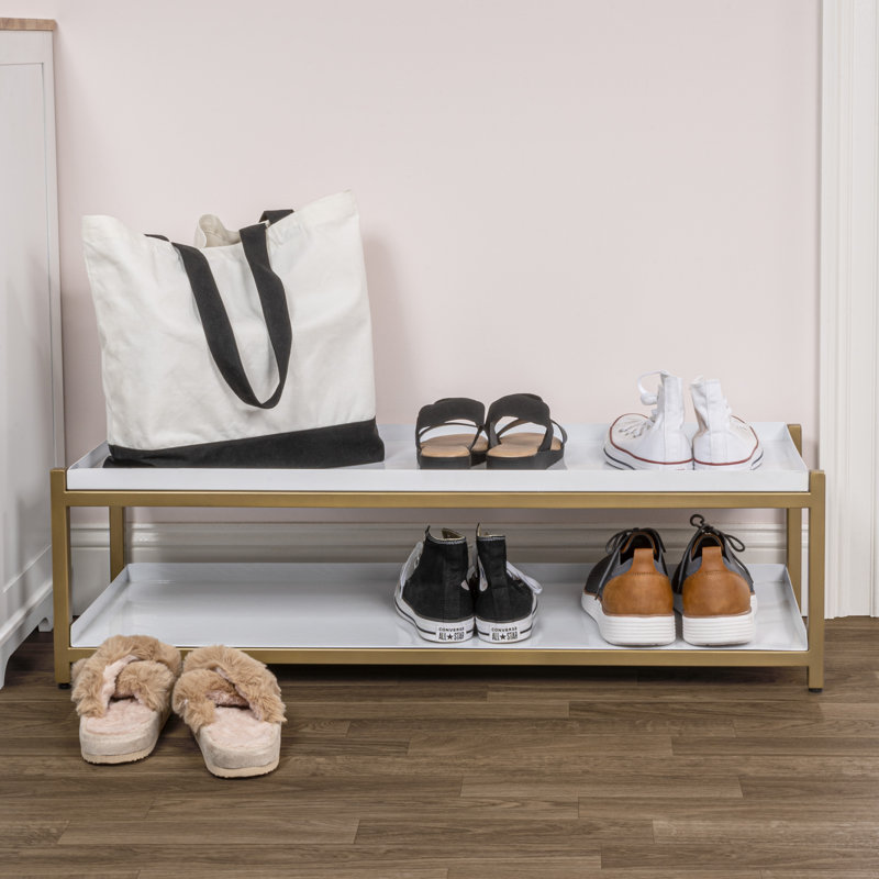 Range-chaussures 6 paires, Blanc / Doré