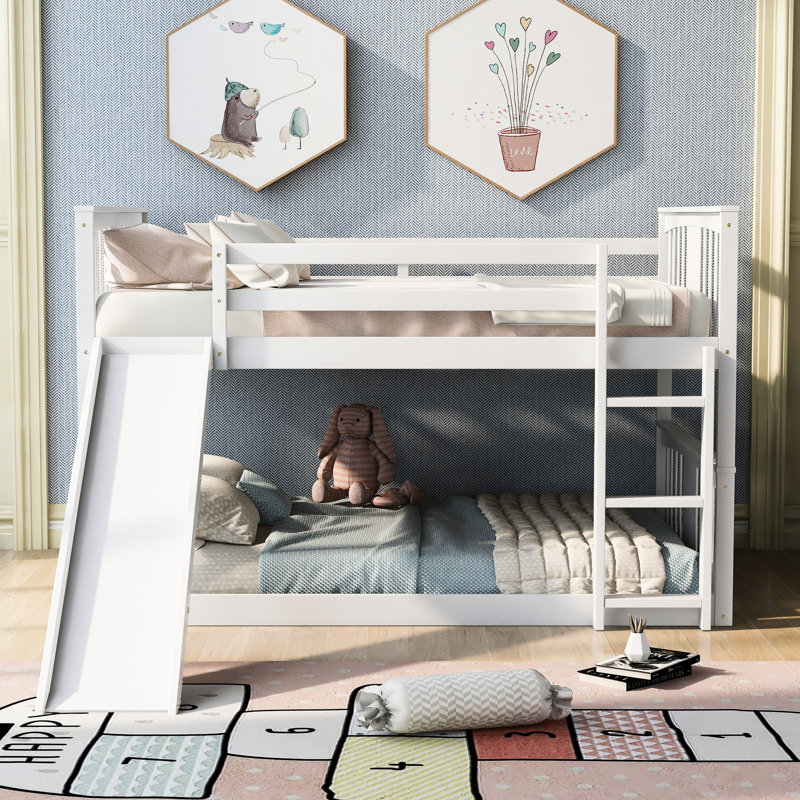 Lit double superposé avec glissade en blanc - Qualité et élégance du mobilier de chambre à coucher