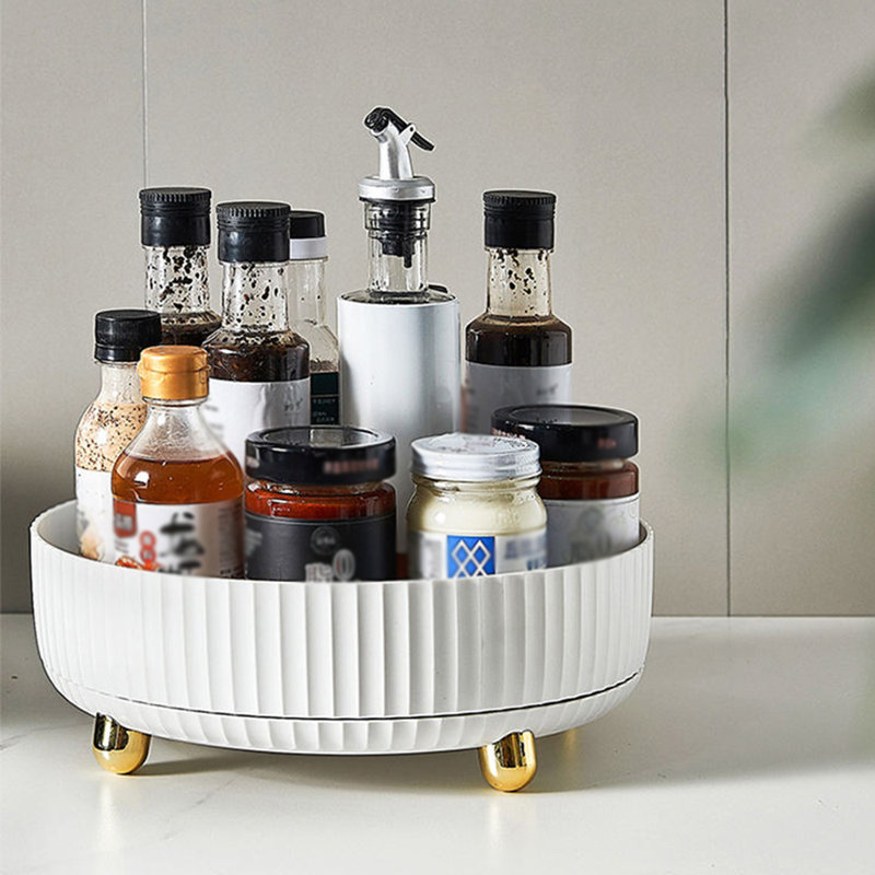 Round desktop storage tray, pearl white