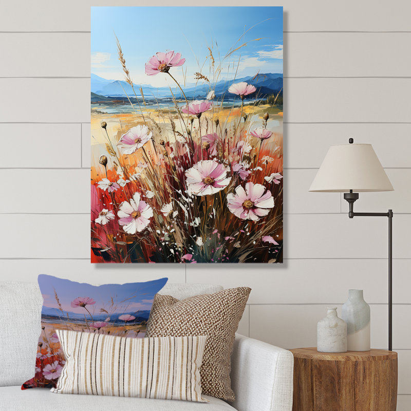 «Assorted Bouquets Field By The Mountain», reproduction sur toile, Toile tendue, H 20 po x l 12 po x P 1 po
