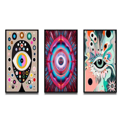 «Eye Of Consciousness Retro Illustration», 3 pièces