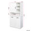 Armoire de buanderie avec portes et tablette, panier à linge inclinable, plusieurs espaces de rangement, style autoportant, tablette ouverte, tablette réglable