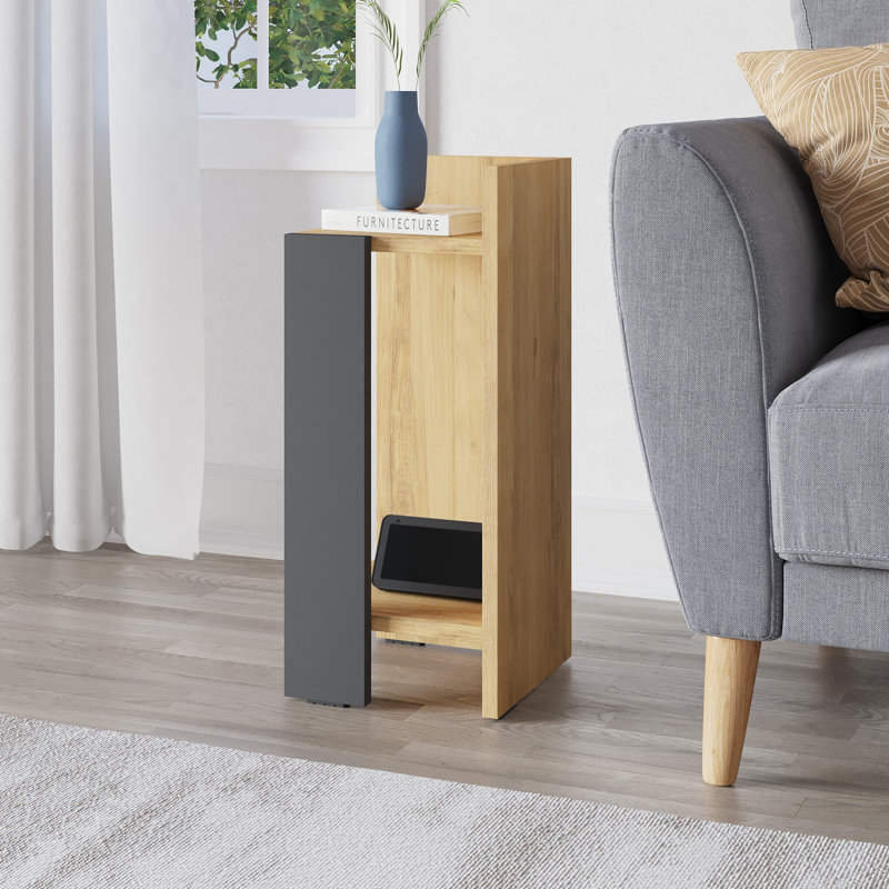 Lochlan Bedside Table, Oak/Anthracite, Right Orientation