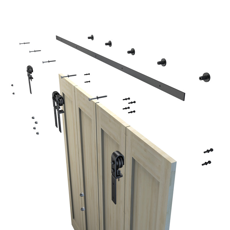 Ensemble de quincaillerie de porte de grange double porte pliante bi-pliante, 79,2 po