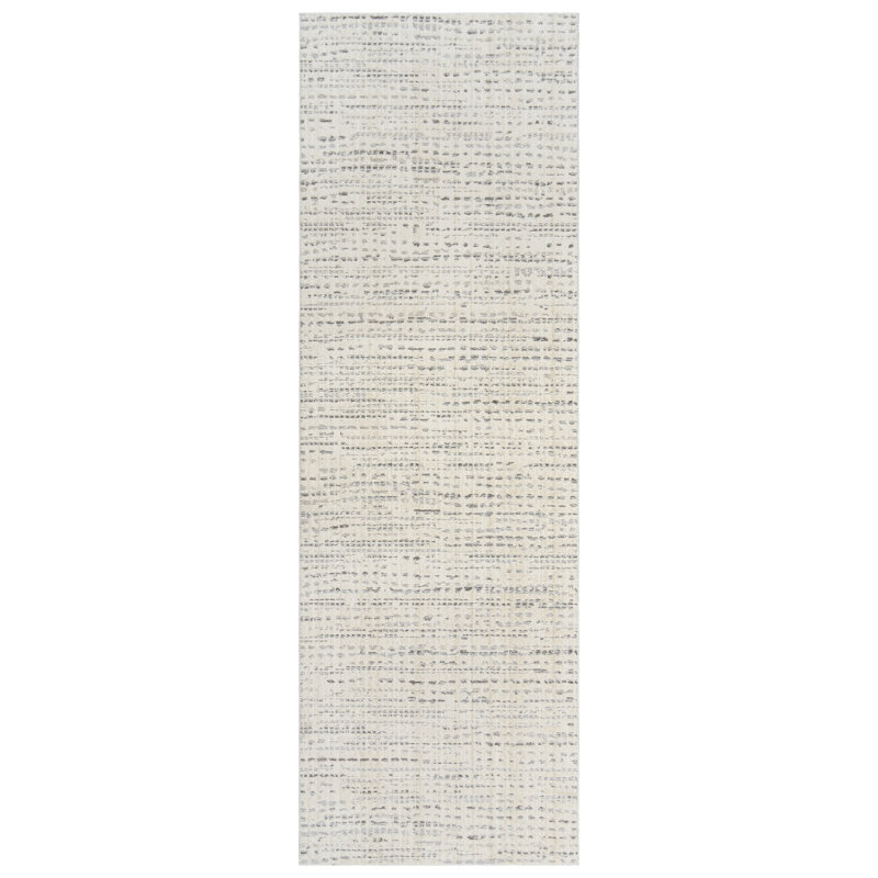 Tapis d'intérieur en polyester à pois moderne abstrait ivoire Kimmswick Vania, Tapis de couloir 2 pi 2 po x 6 pi