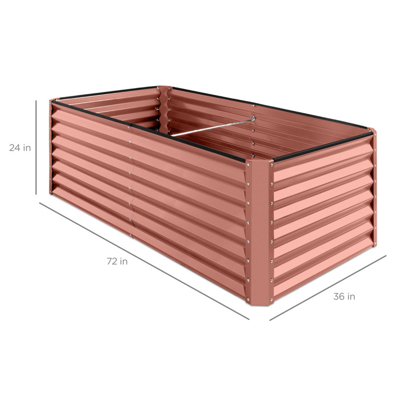 Rosonda Outdoor Metal Raised Planter Box, Light Brown, 24" H x 72" W x 36" D