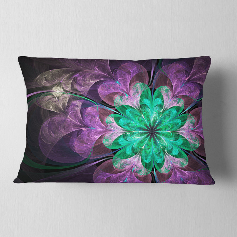 Coussin lombaire floral fractal scintillant