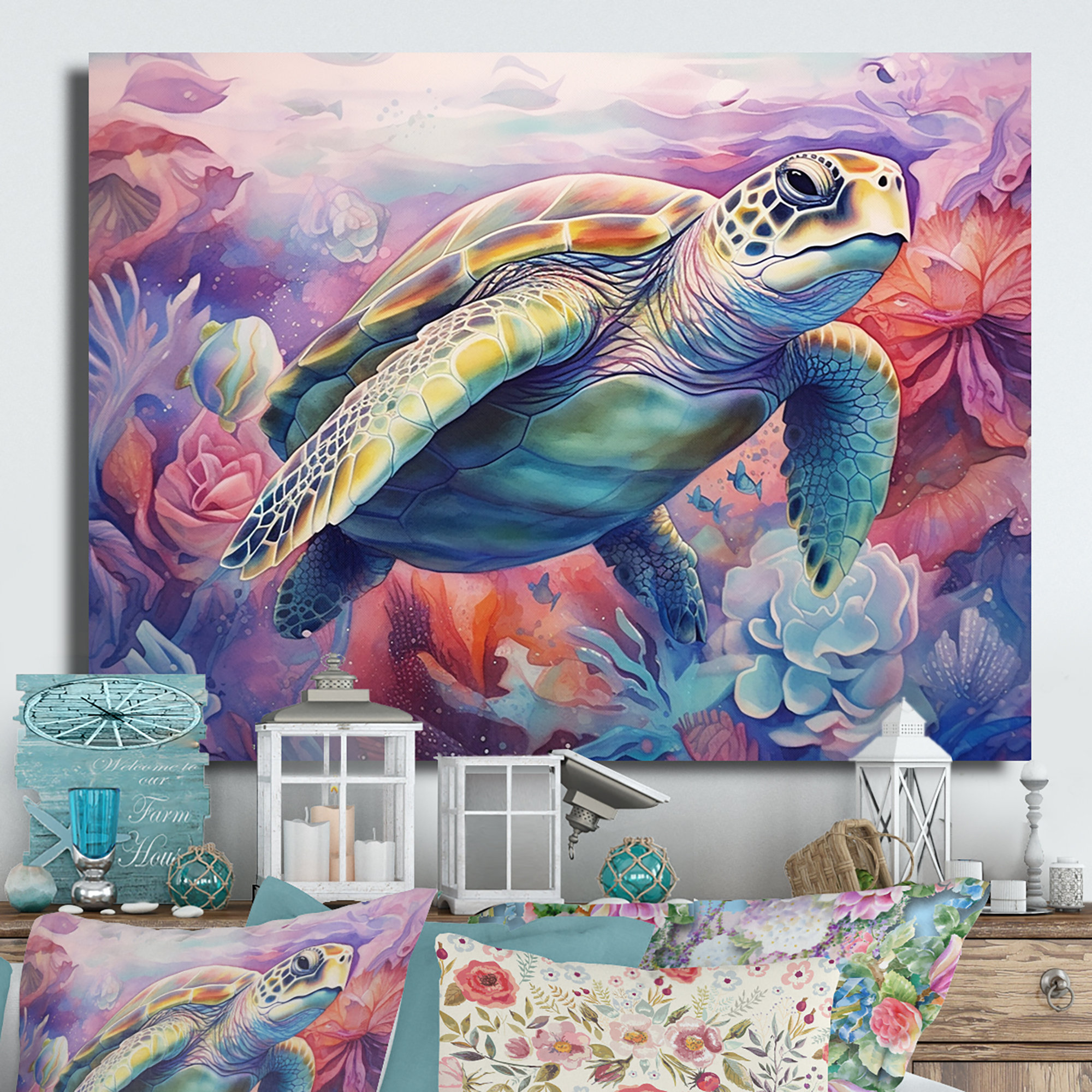 Bay Isle Home™ Graceful Turtle - Animals Metal Art Print | Wayfair