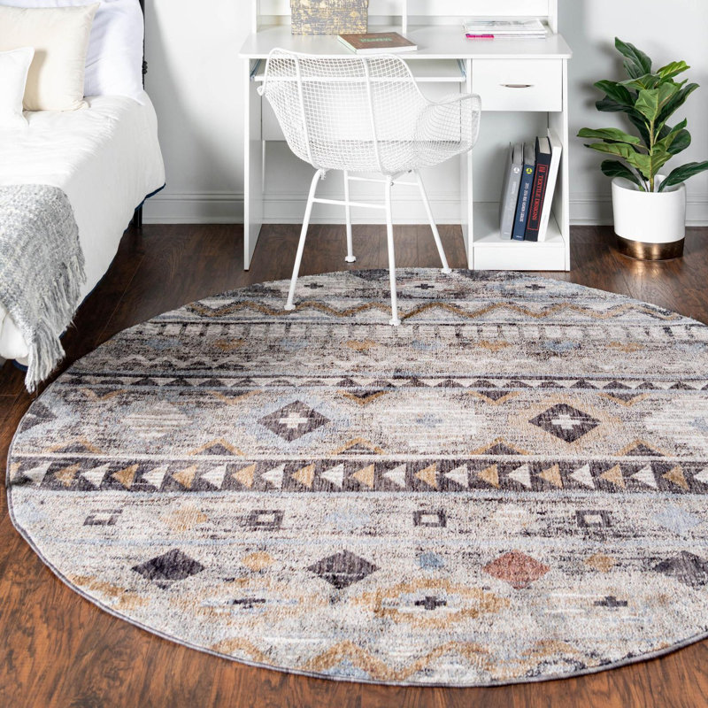 Perlita Geometric Indoor Rug, Round 7'