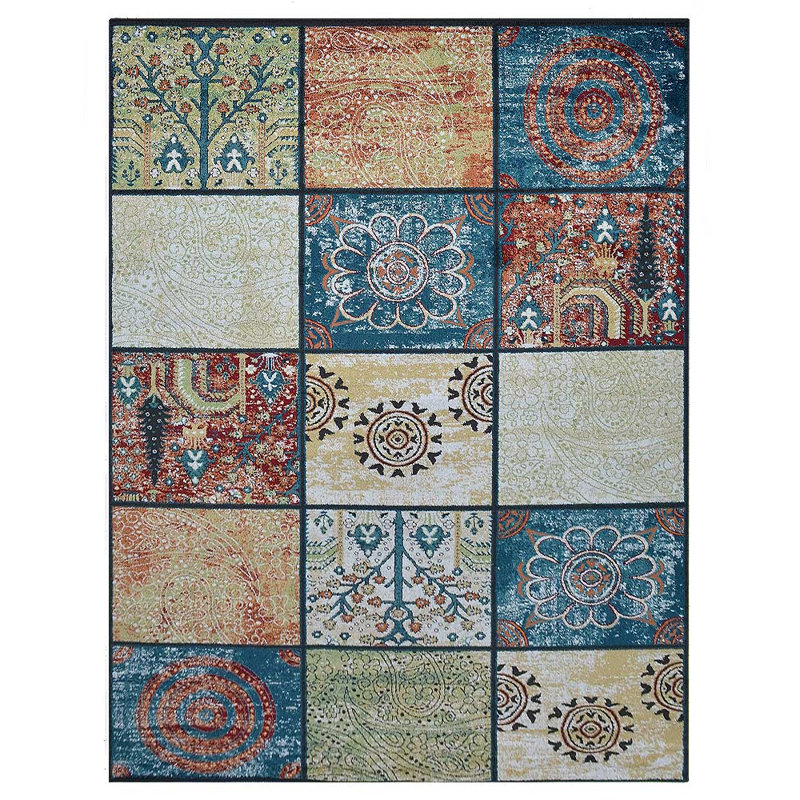 Crayton Machine Made Heatset Polypropylene Area Rugs - Rectangle, Multicolor, Contemporary Modern Design, Low Pile Machine Made Area Rugs for Living Room, Bed Room