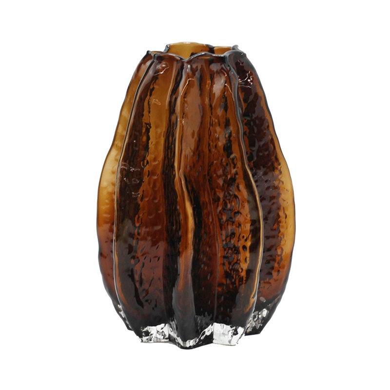Textured Glass Vase - Amber, 8.3" H x 5.5" W x 5.5" D