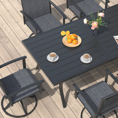Coleman  6-Person Patio Dining Set with 63" Rectangular Dining Table and 6 PVC-coated polyester Swivel Chairs