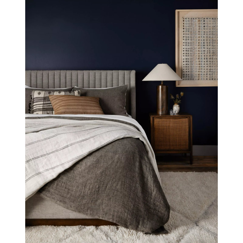 Lydia Upholstered Wingback Bed, King, Savile Flannel
