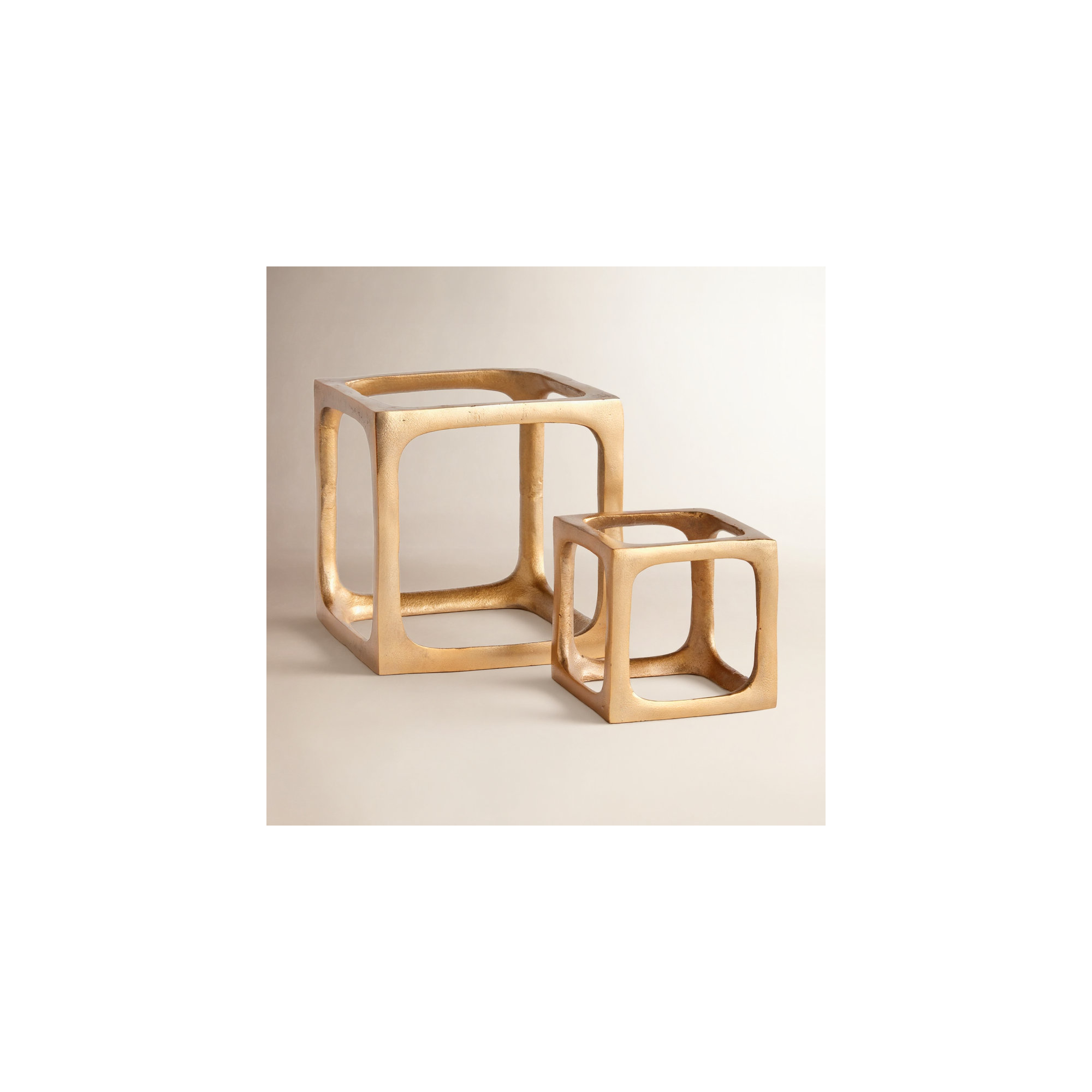 Latte Set of 2 Cubist Sculptures, Gold