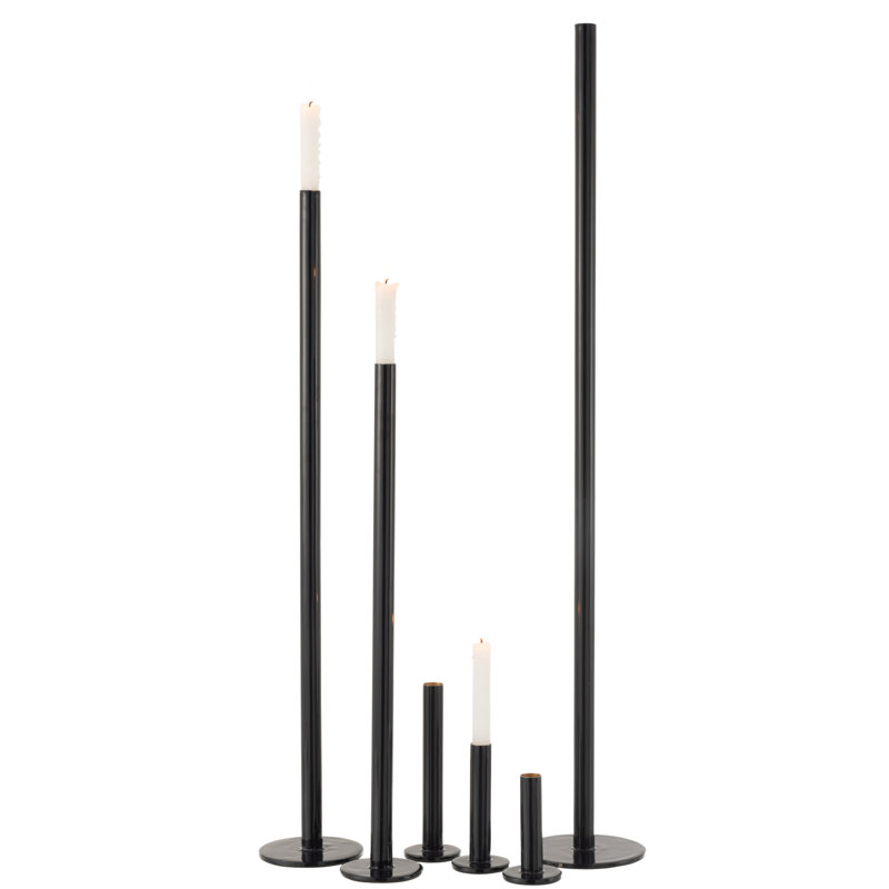 Cozy 3 Piece Metal Tabletop Candlestick Set, Shining Blue, 100cm H x 15cm W x 15cm D