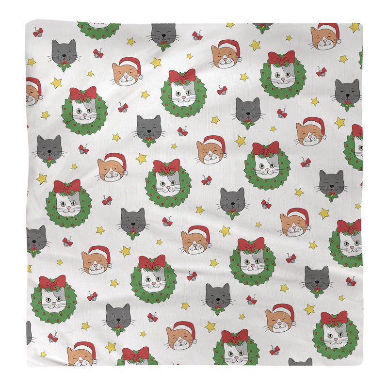 No Pattern Square Napkin, 22" x 22", White/Red/Green, Cotton