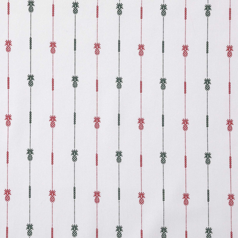 Tommy Bahama Printed Percale Cotton Sheet Set, Queen Sheet Set with 2 Pillowcases,  Red Gray Pineapple Pinstripe