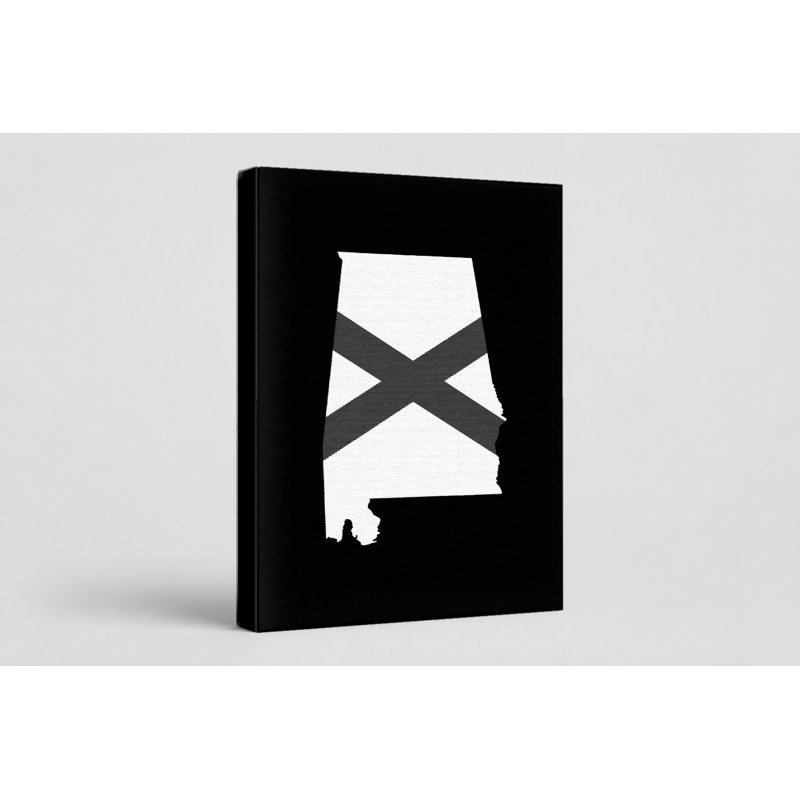 Alabama State Flag Silhouette - Portrait, art mural sur toile, 12" W x 18" H