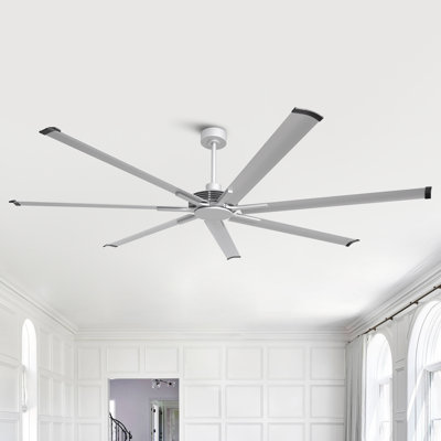Ventilateur de plafond industriel 84 po à très grande hauteur 84 po avec télécommande et ventilateur de plafond à 6 vitesses CC sans lumière pour entrepôt / garage / atelier