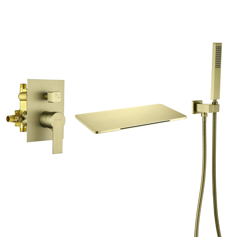 Wall Tub Spout with Diverter, Brushed Gold