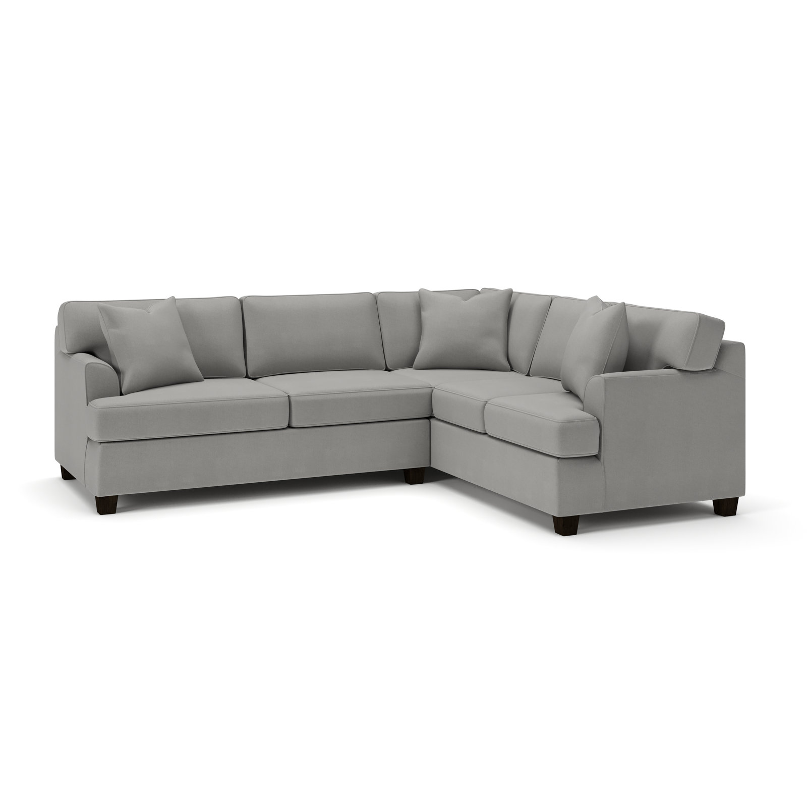 Conradina Upholstered L-Sectional, Bayou Light Gray Canvas, Right Hand Facing