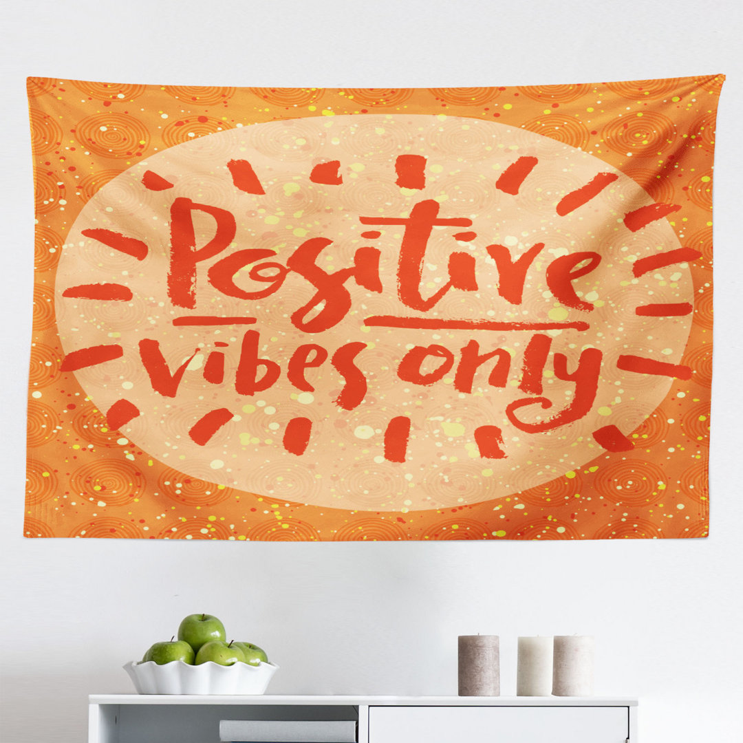 Wandbehang Positive Vibes nur Hand Lettering Worte auf Doodle Hintergrund