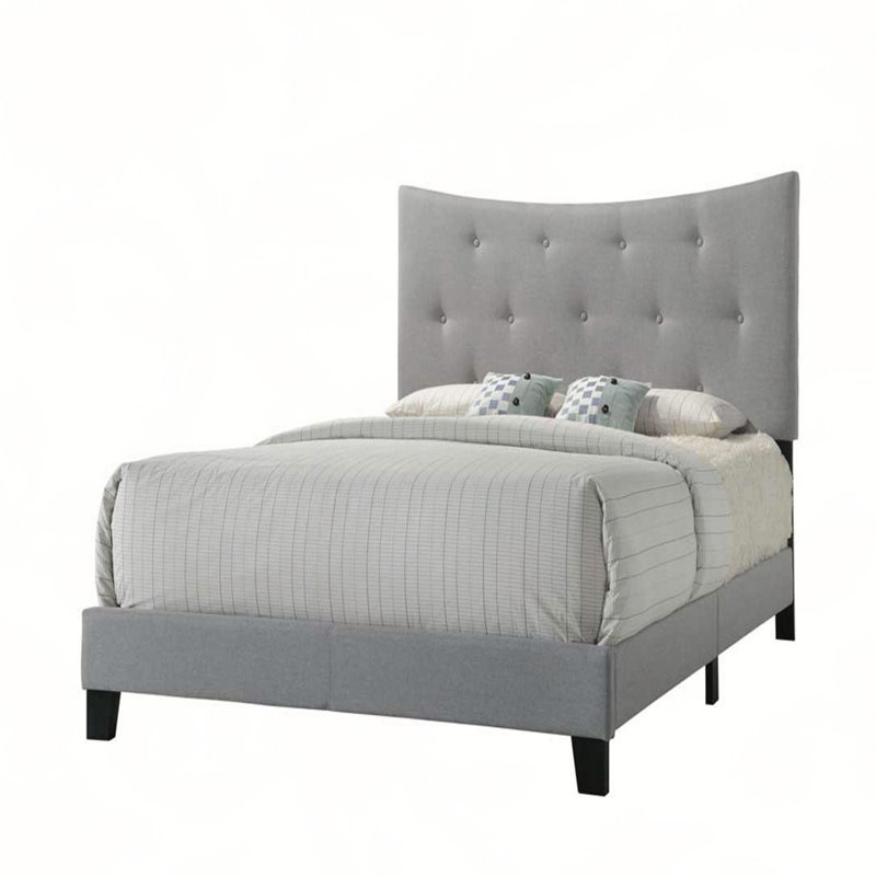 Grand lit en tissu gris Venacha