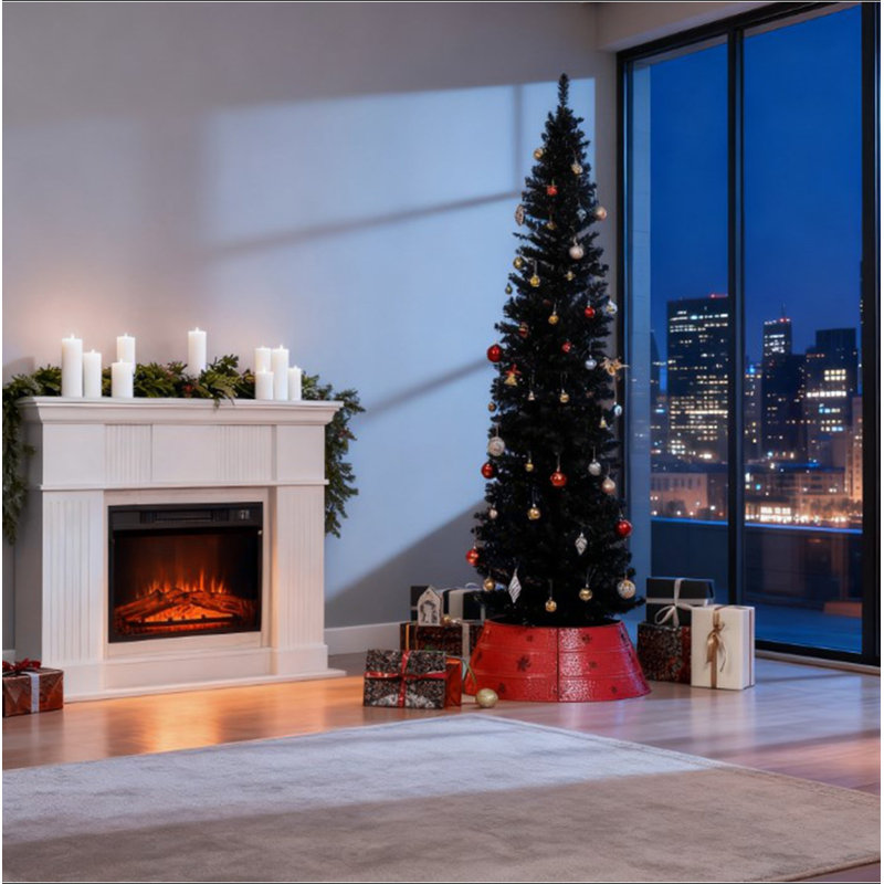 Arbre de Noël au crayon avec base robuste, parfait pour un décor moderne des Fêtes