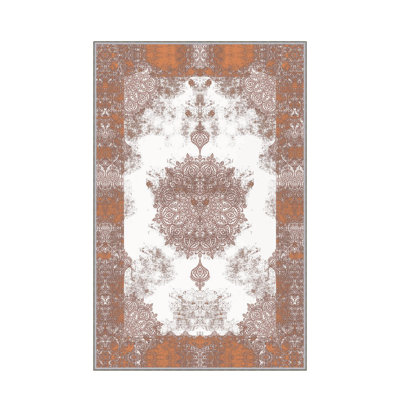 Stylish Woven Carpet, 4 x 6 Feet, 100% Polyester | Antibacterial, 3D Digital Printing, Non-Slip PVC Felt Dot Underside | Machine Washable, 0.4 in Pile Height, Perfect for Living Room & Bedroom Decor