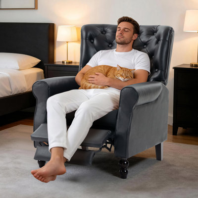Amara Stationary Rolled Arm Wingback Recliner