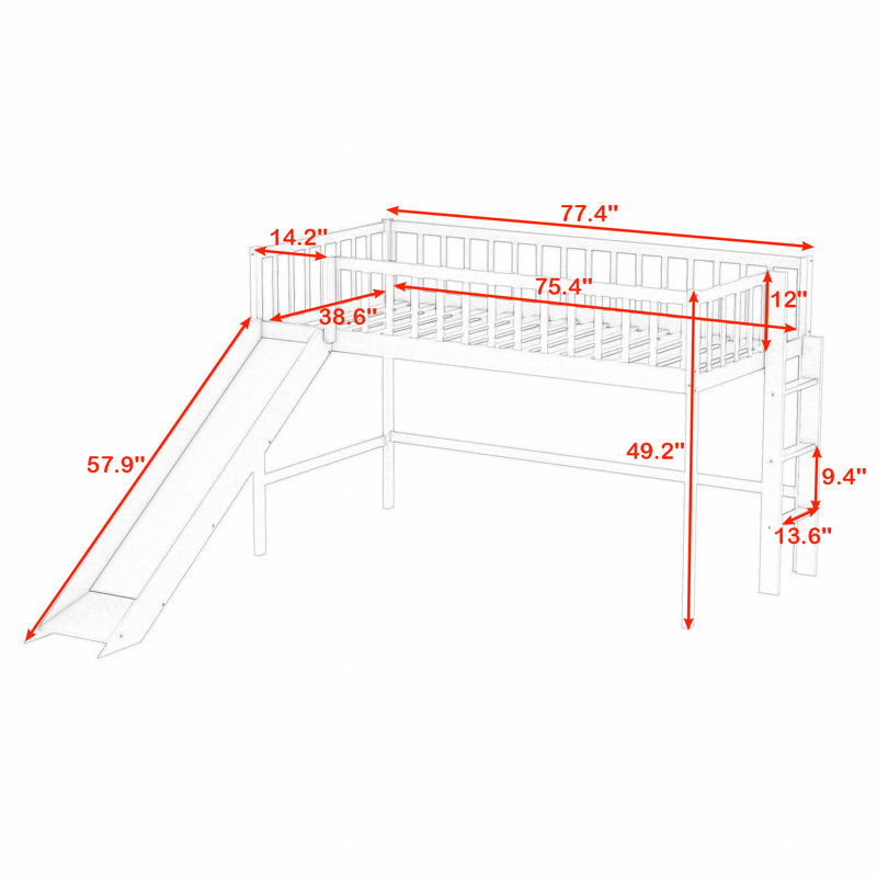 Lit mezzanine simple Evagene par Harriet Bee, Blanc