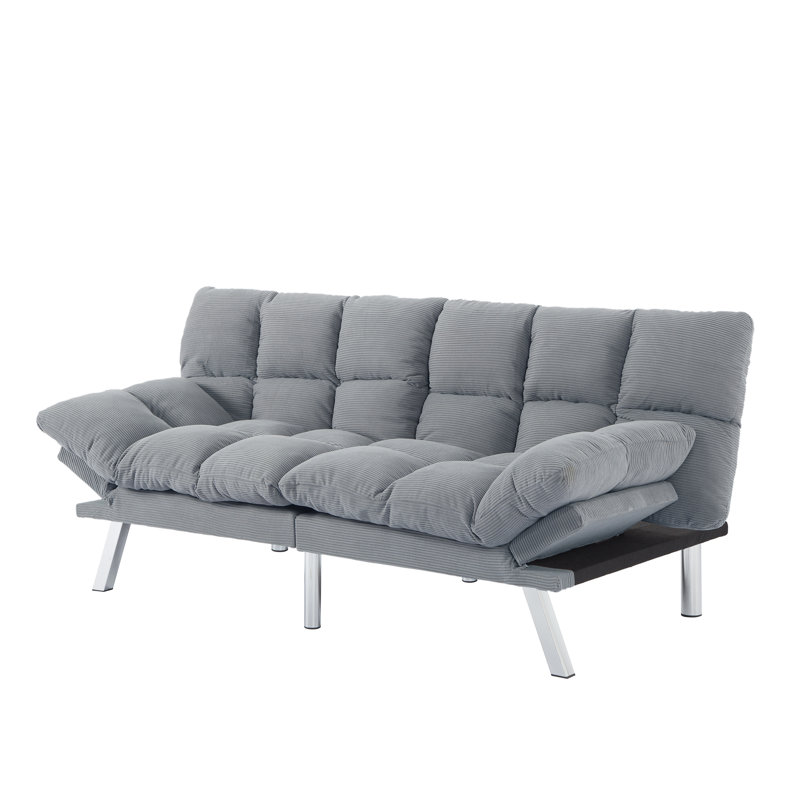 Multifuctional Sofa Bed, Foldable 2-Seater Sofa, Corduroy Fabric, Suitable for Living Rooms & Apartments (Light Gray)