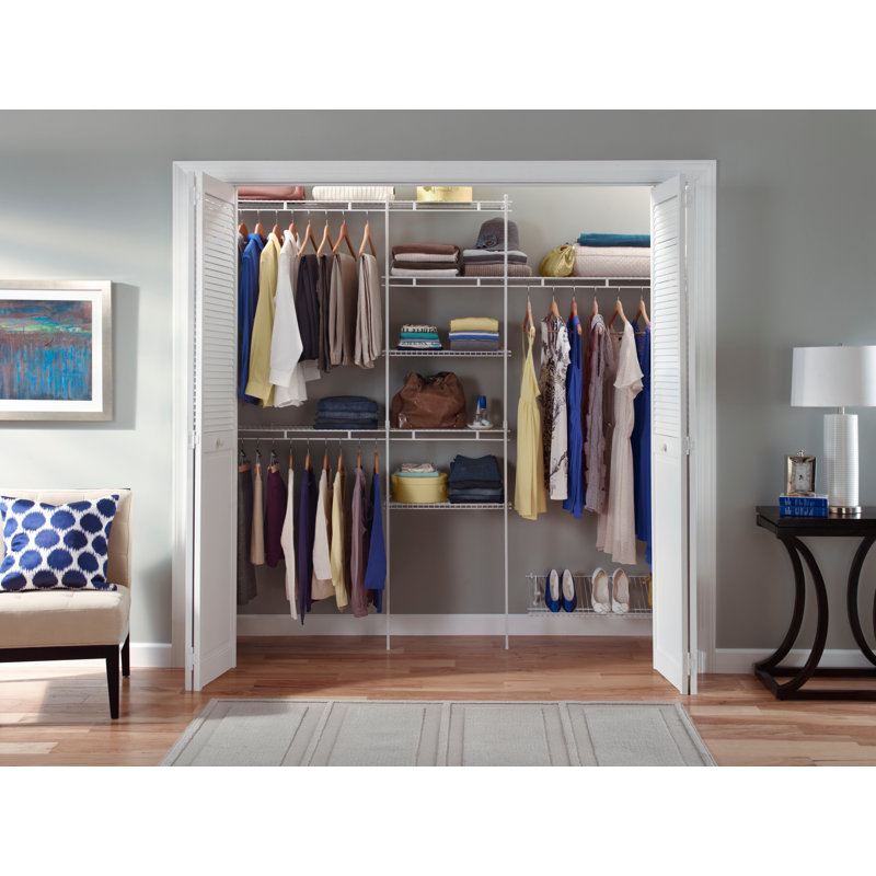 60" W - 96" W Wire Closet Organizer Kit with Shoe Shelf