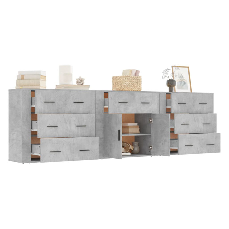 Tidioute 33 Cm Wide 7 Drawer Sideboard, Concrete Grey