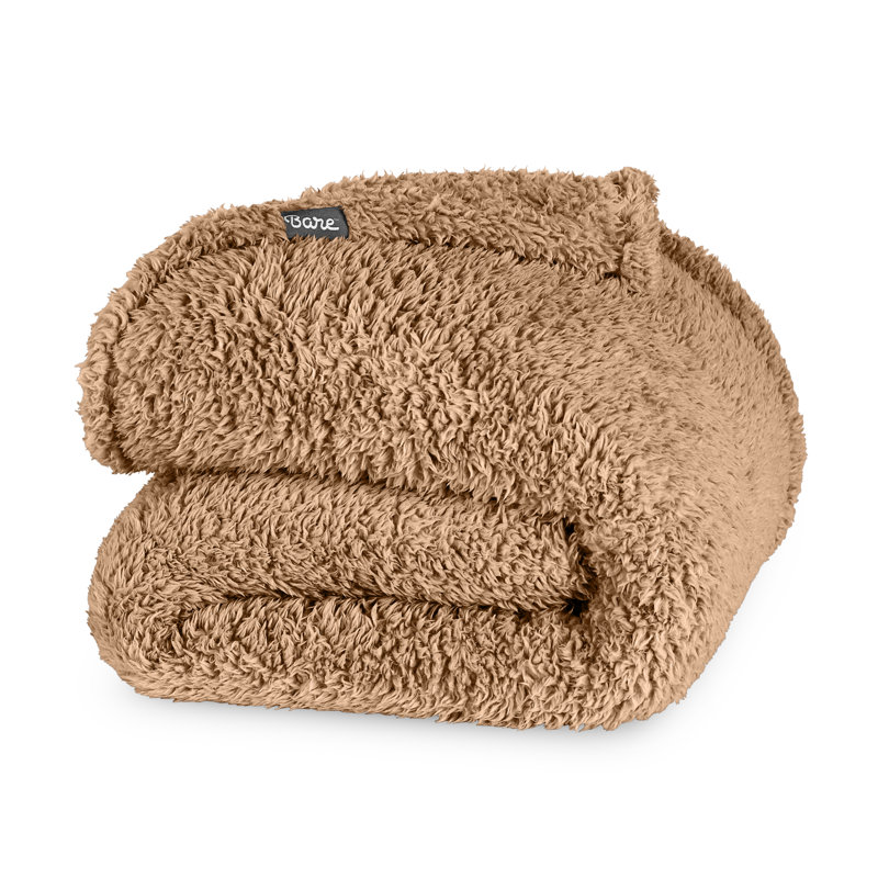 Couverture Cozy Faux Shearling, Ourson uni brun, Jeté