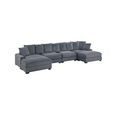 Ensemble de canapé modulaire contemporain gris foncé 6 pièces LAF & RAF 2 pièces