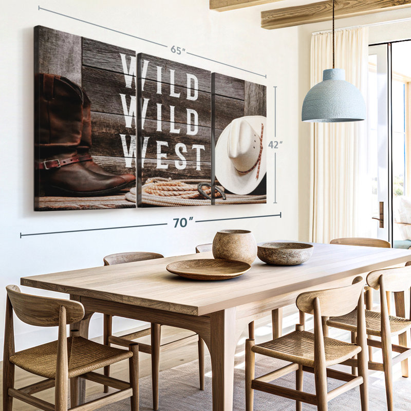 «Wild Wild West», 3 pièces sur toile, H 65 po x l 42 po