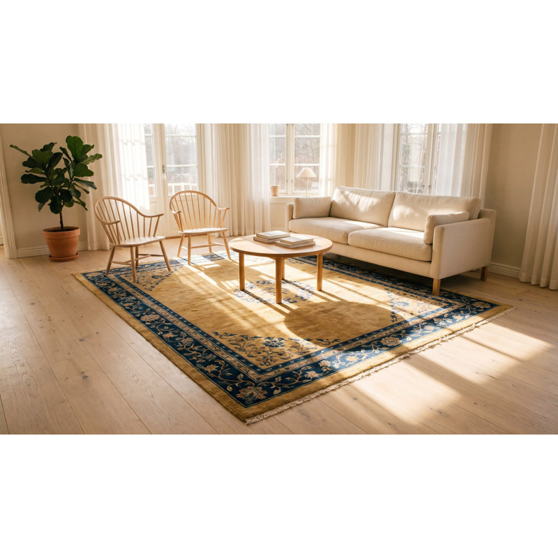 Antique Wool Beige Hand Knotted Pile Rug