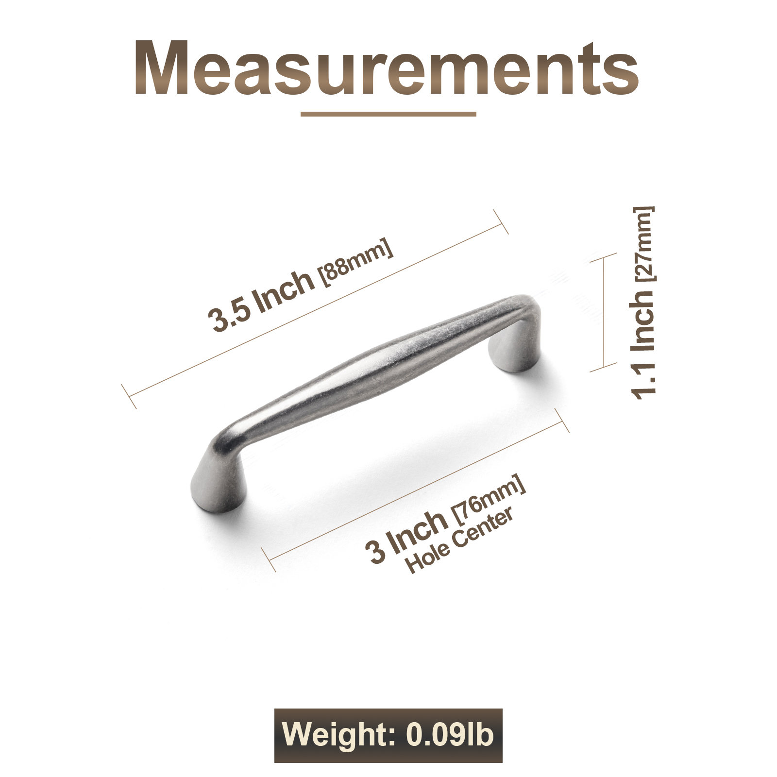 Center Bar Pull Multipack , Antique Silver, 3"