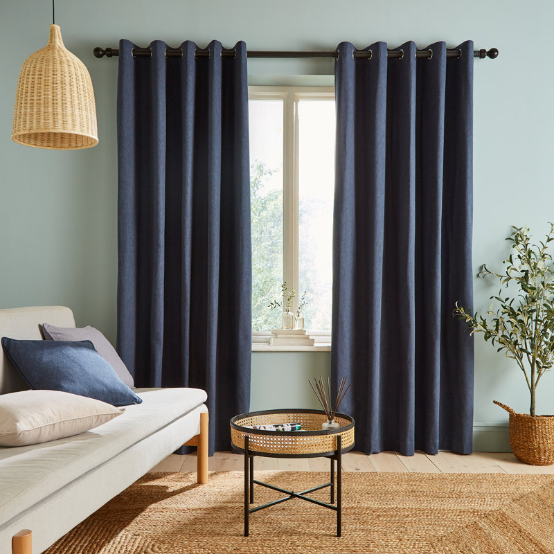 Yarn Dyed Cotton Chambray Curtains Two Panels, 229 W x 229 D cm, Sage