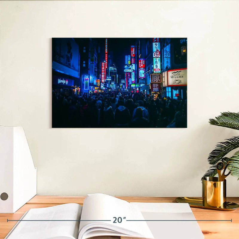 Night crowd in tokyo Sireci, 8" H x 12" W
