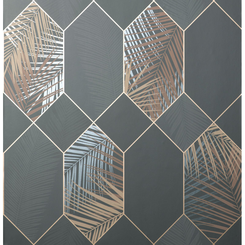 Miami Tropical Geo Wallpaper, Charcoal
