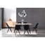 Gwawr 6 Person Dining set - a Rectangular Wooden Dining Table with Metal Legs and a Set of 6 Quilted Velvet Dining Chairs for Dining Room - Modern Dining Table Set-1413856373-1413856372